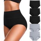 Roupa íntima de algodão feminina JojoQueen, macia e confortável, cintura alta, pacote com 5 Roupa íntima de algodão feminina JojoQueen, macia e confortável, cintura alta, pacote com 5