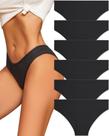 Roupa íntima de algodão FINETOO Sexy Low Rise Ribbed Hipster Black