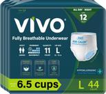 Roupa íntima dobrável para incontinência VIVO Organic Cotton Large 44 ct