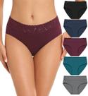 Roupa íntima feminina RHYFF, calcinha hipster de algodão, renda, pacote com 5, S-XL