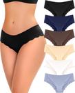 Roupa íntima feminina sem costura FINETOO Low Rise Hipster, pacote com 6 unidades, azul Roupa íntima feminina sem costura FINETOO Low Rise Hipster, pacote com 6 unidades, azul