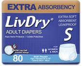 Roupa íntima para incontinência para adultos LivDry Extra Absorbency, pacote com 80