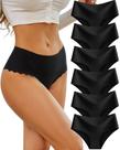 Roupa íntima Sth Big High Waisted Seamless Women, pacote com 6 unidades, preta M