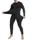 Roupa íntima térmica Ousmile Long Johns para homens forrada de lã preta