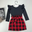 Roupa Juvenil Country Body Inverno Saia Xadrez Look Junino Conjunto Adolescente Estiloso Cowgirl