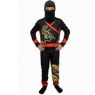 Roupa Ninja Infantil Preto Fantasia Samurai Longo Máscara
