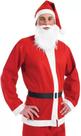 Roupa Papai noel adulto barata Cetim 5 peças barba gorro blusa calça e cinto