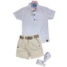 Roupa para Batizado Menino conjunto camisa e bermuda social infantil branco/off white Roupa para Batizado Menino conjunto camisa e bermuda social infantil branco/off white