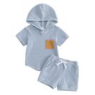 Roupa Polinkety Toddler Baby Boy Waffle com capuz listras 2-3T