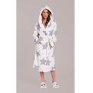 Roupao Adulto Fleece Lua Lua Starry Estrelas Branco