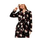 Roupão de Flanela Feminino Hello Kitty para o Inverno, Confortável e Quente, Pijamas para Casa