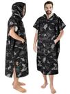 Roupão de troca de poncho de surf SUN CUBE com capuz preto
