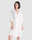 Roupão Feminino de Cetim Jacquard Macio Marfim Lohe
