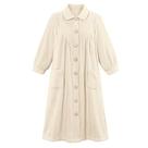 Roupão Feminino Plus Size - Coleção Etc., Pelúcia, Botão Frontal, Marfim