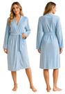 Roupão Feminino Robe Kimono Aveludado com Toque de Seda Cor:AzulTamanho:G