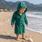 Roupão Infantil e Bebê Atoalhado Jacaré Verde Tip Top