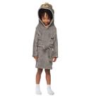Roupão Infantil Menino Capuz Fleece Leãozinho Cinza Tileesul