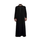 Roupão Longo Masculino Muçulmano Preto Bordado Com Capuz, Túnica Islâmica Casual Com Design Aberto