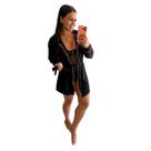 Roupão Robe feminino de amarração manga longa Roupão Robe feminino de amarração manga longa