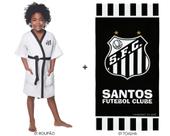 Roupão santos infantil aveludado+toalha de banho premium - lepper