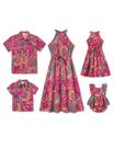 Roupas combinando PATPAT Mommy and Me Hawaiian Hot Pink