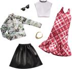 Roupas de boneca Barbie, 2 roupas com jaqueta jeans floral e saia