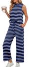 Roupas de duas peças Lepunuo Women Stripe Summer Lounge Roupas de duas peças Lepunuo Women Stripe Summer Lounge