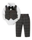 Roupas formais para meninos, camisa branca DISAUR, cinza, xadrez, 18-24M