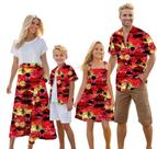 Roupas havaianas combinando Camisa vermelha Cromoncent Family
