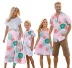 Roupas havaianas combinando Cromoncent Family Dad Son Pink
