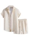 Roupas masculinas de 2 peças GORGLITTER Beige XL Shirt Shorts
