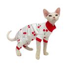 Roupas Para Gatos Sem Pelos Com Estampa De Cereja, Coletes Para Gatos Sphynx Devon Quadruple Lint