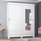 Roupeiro 02 Portas Deslizante Com Espelho B66 Flex Branco - Briz Móveis
