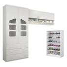 Roupeiro 2 Portas Módulo e Armário Algodão Doce 100% MDF + Sapateira Prateleira Bella - Bela Móveis