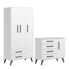 Roupeiro 3830 e Cômoda Infantil 3825 Q Encanto Retrô Qmovi Branco