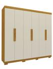 Roupeiro 6 Portas com Pés Madeira Corina Naturale Off-White