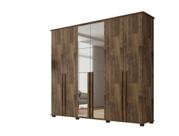 Roupeiro/Armário/Guarda Roupas/Organizador AMS 6 Portas Sendo 2 Centrais Com Espelho e 4 Gavetas Com Corrediças Telescópicas Cabideiro e Calceiro em A