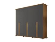 Roupeiro/Armário/Guarda Roupas/Organizador EST 6 Portas Com Puxadores em MDF e 5 Gavetas Cor Cinamomo/Grafite Roupeiro/Armário/Guarda Roupas/Organizador EST 6 Portas Com Puxadores em MDF e 5 Gavetas Cor Cinamomo/Grafite