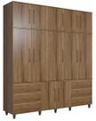 Roupeiro Armário Triplex tres partes Guarda Roupas London casal 12 portas / 6 gavetas cor Avelã marrom amadeirado