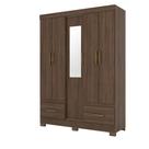 Roupeiro B60 da Briz com 5 portas e 2 gavetas espelho nas cores Nature/Off-White e Castanho