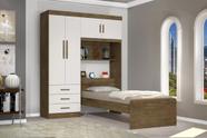 Roupeiro CAN Com Cama + cabeceira Baú Solteiro 1.57m 4 Portas e 3 Gavetas Amplo Espaço Interno Cor Jequitiba/Off White Roupeiro CAN Com Cama + cabeceira Baú Solteiro 1.57m 4 Portas e 3 Gavetas Amplo Espaço Interno Cor Jequitiba/Off White