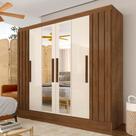 Roupeiro Casal 6 Pts Ripado Com Espelho Camille Frei/off Premium - M.a Roupeiro Casal 6 Pts Ripado Com Espelho Camille Frei/off Premium - M.a