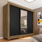 Roupeiro Casal Com Espelho 3 Portas De Correr Estela Boreal/preto - Móveis Arapongas