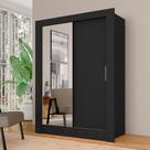 Roupeiro Com Espelho 2 Portas Correr Betina Preto - M. Arapongas