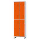 Roupeiro de Aço 4 Portas Grandes Cinza com Laranja 1,96 X 0,93 X 0,36 - ULTRA Móveis