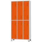 Roupeiro de Aço 6 Portas Grandes Cinza com Laranja 1,96 X 0,93 X 0,36 - ULTRA Móveis