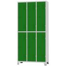 Roupeiro de Aço 6 Portas Grandes Cinza com Verde 1,96 X 0,93 X 0,36 - ULTRA Móveis