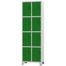 Roupeiro de Aço 8 Portas Cinza com Verde 1,96 X 0,93 X 0,36 - ULTRA Móveis