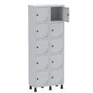 Roupeiro De Aço Light 10 Portas Cinza Tranca Para Cadeado - Pandin