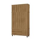 Roupeiro / Guarda Roupas HOU Triplex 4 Portas + 4 Gavetas Pés Elevados e Maleiro Amplo Cor Imbuia
